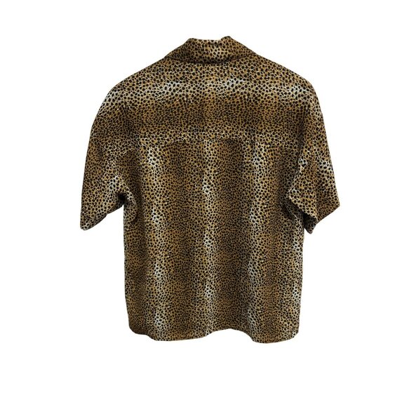 Ann Taylor Studio Leopard Button Front Shirt Size 2 Short Sleeve Animal Print - Picture 2 of 8